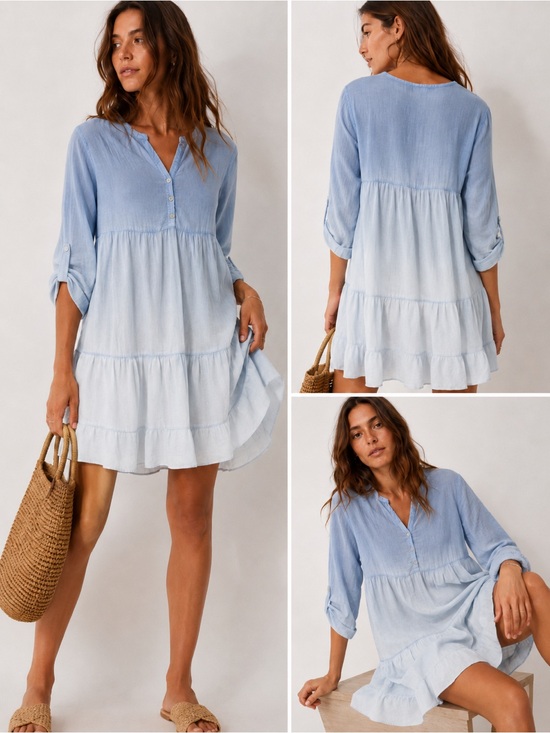 Dresses & Skirts - Made in Italy Cotton Ombre Tunic Dress Blue Size S M